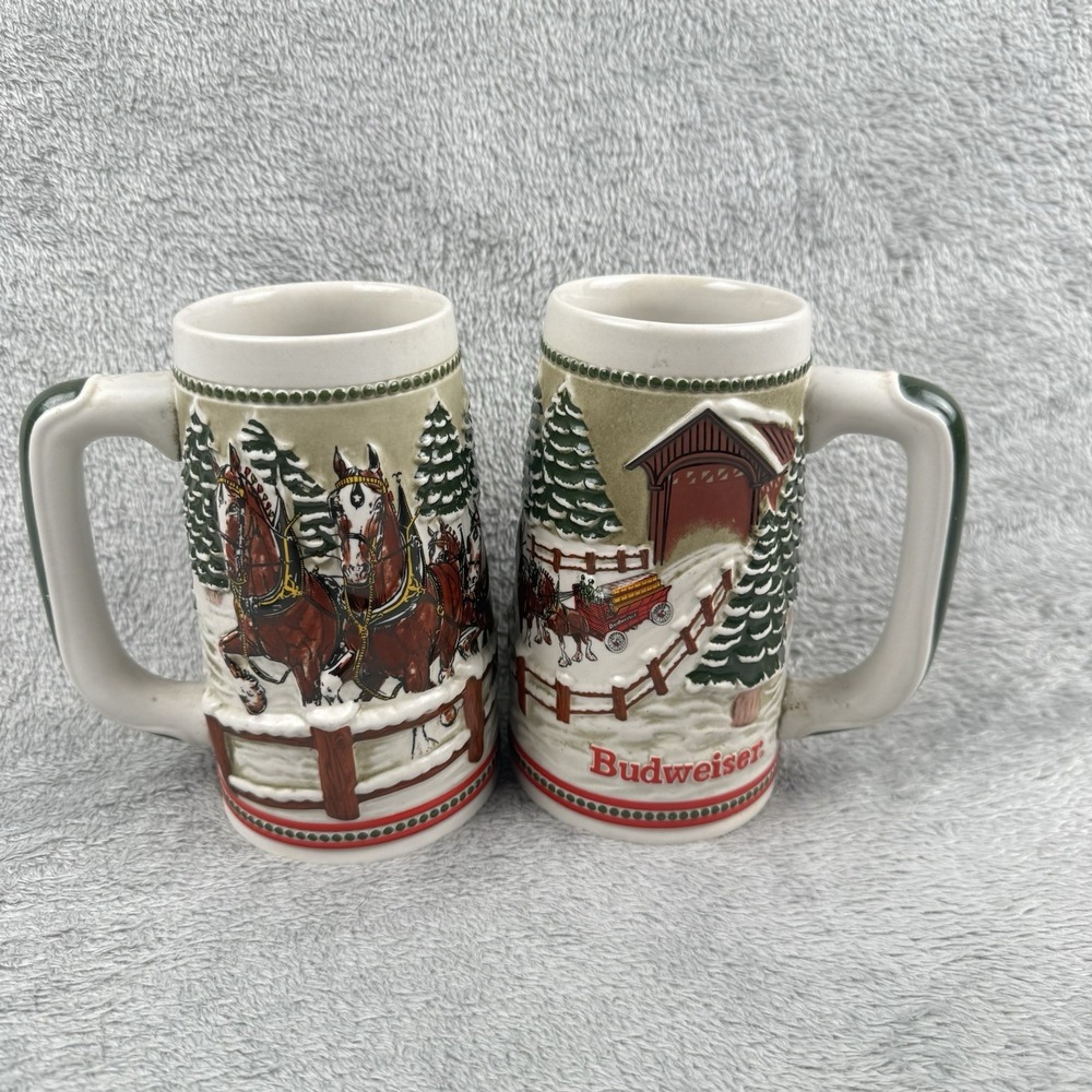 Vtg Ceramarte Limited Edition Budweiser Anheuser Holiday‎ Beer Stein Clydesdales